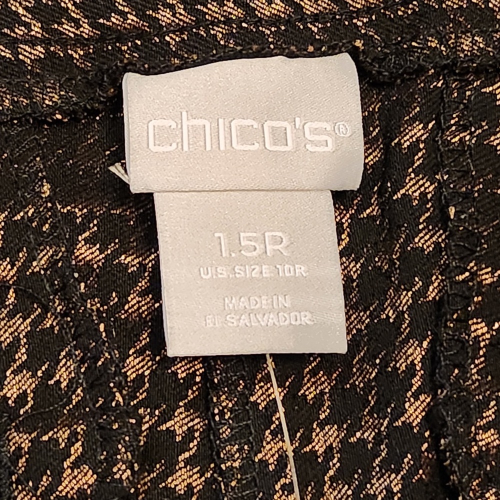 NWT Chico's So Slimming Brigitte Metallic Houndstooth Ankle Pants Tummy Control - Picture 4 of 7